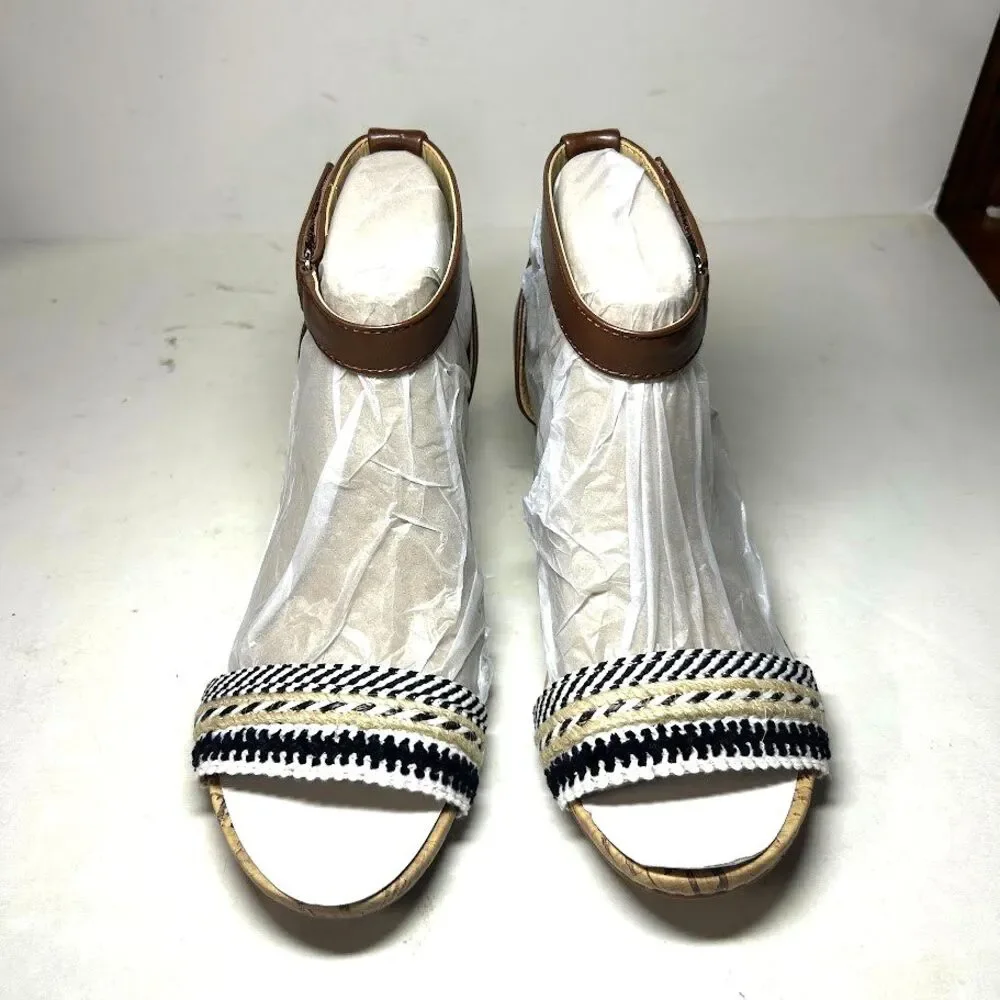 Naturalizer Womens 7 M Natural Multi Areda Wedge Heel Sandals NIB FO4